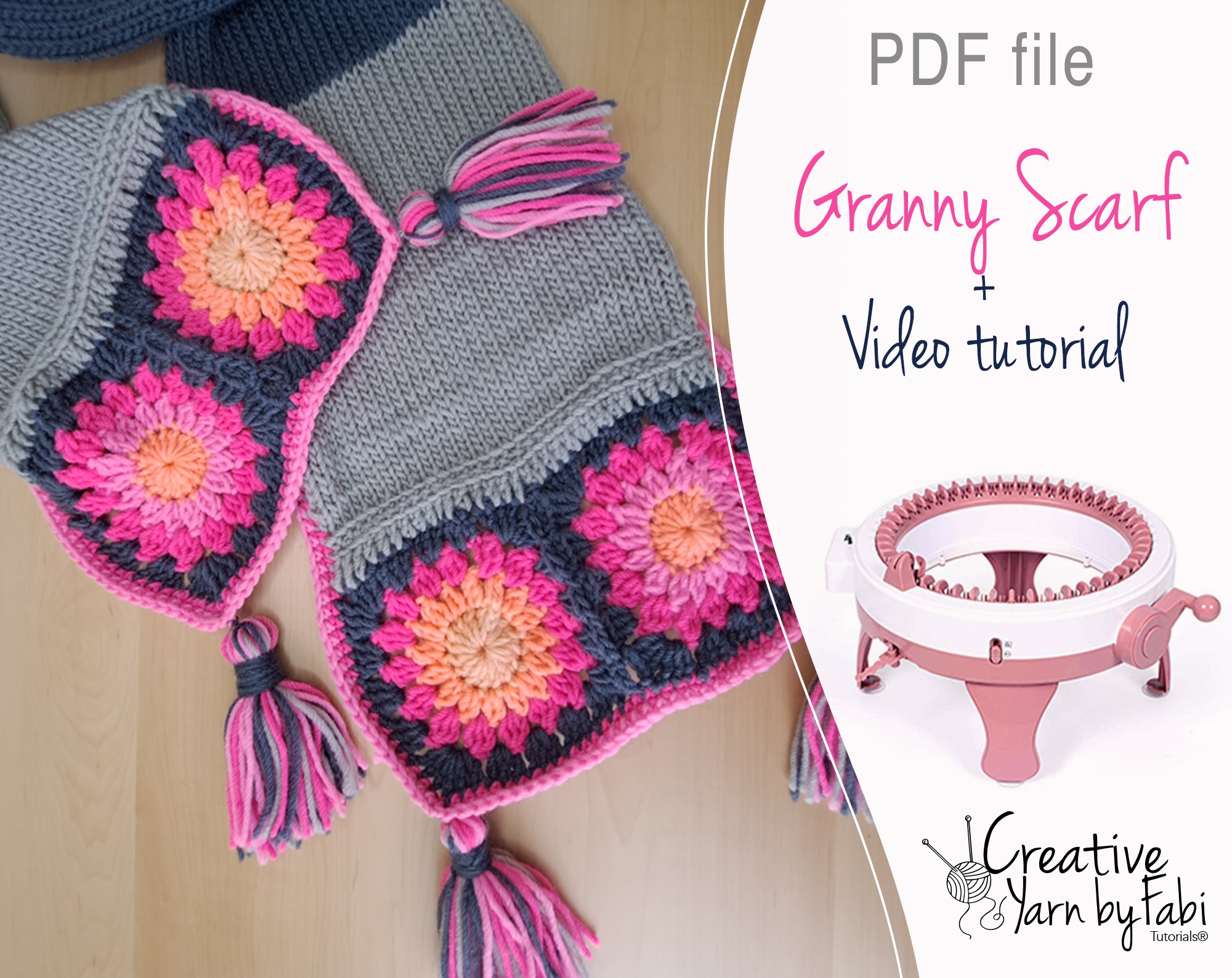 Circular knitting machine scarf tutorial
