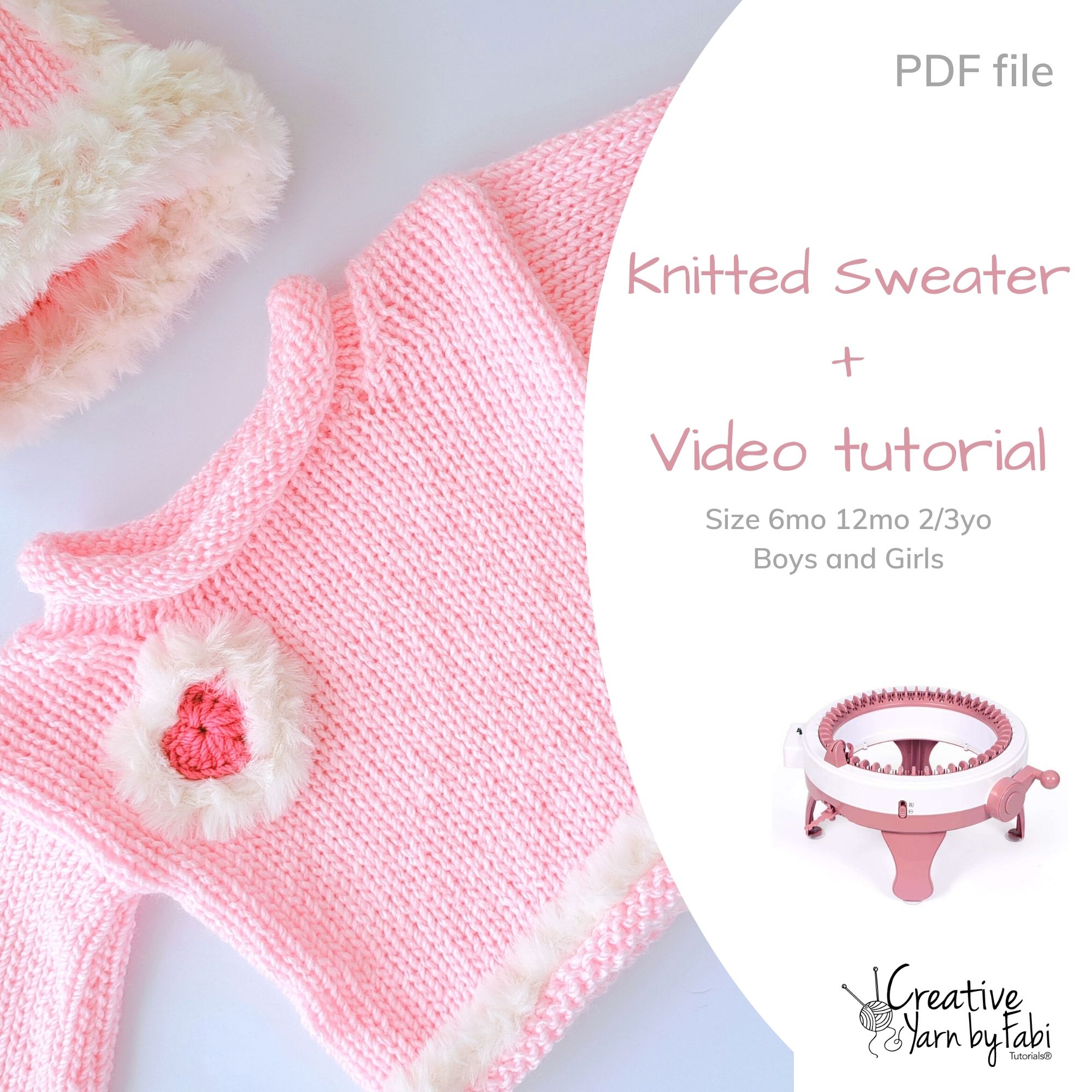 Sentro knitting machine pattern Baby sweater with Round neck