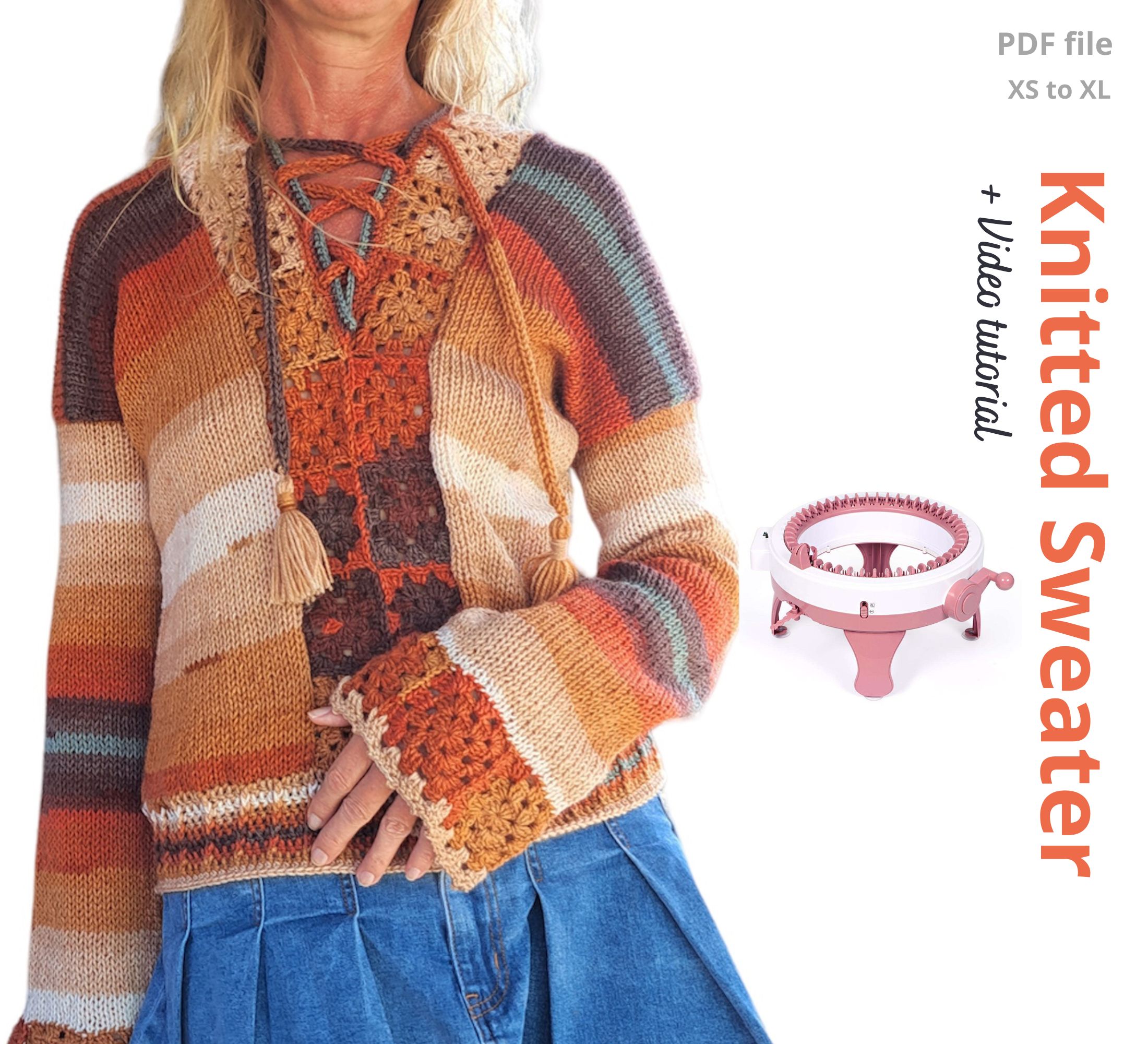 Granny square Sweater Sentro or Addi knitting machine - Knitting Machine  patterns
