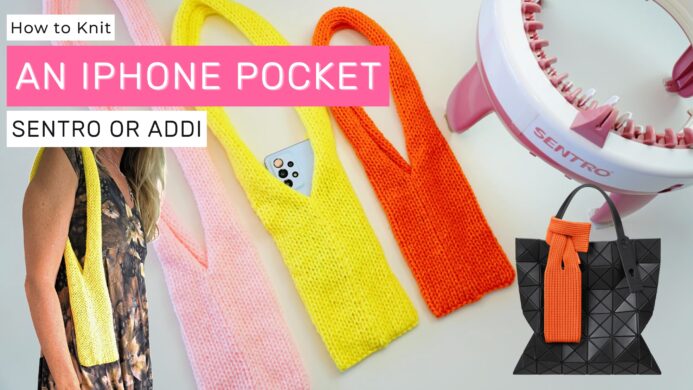 Wine Glass Lanyard pattern for Sentro or Addi 22 10 Issey Miyake Inspired iPhone Pocket Knitted Bag