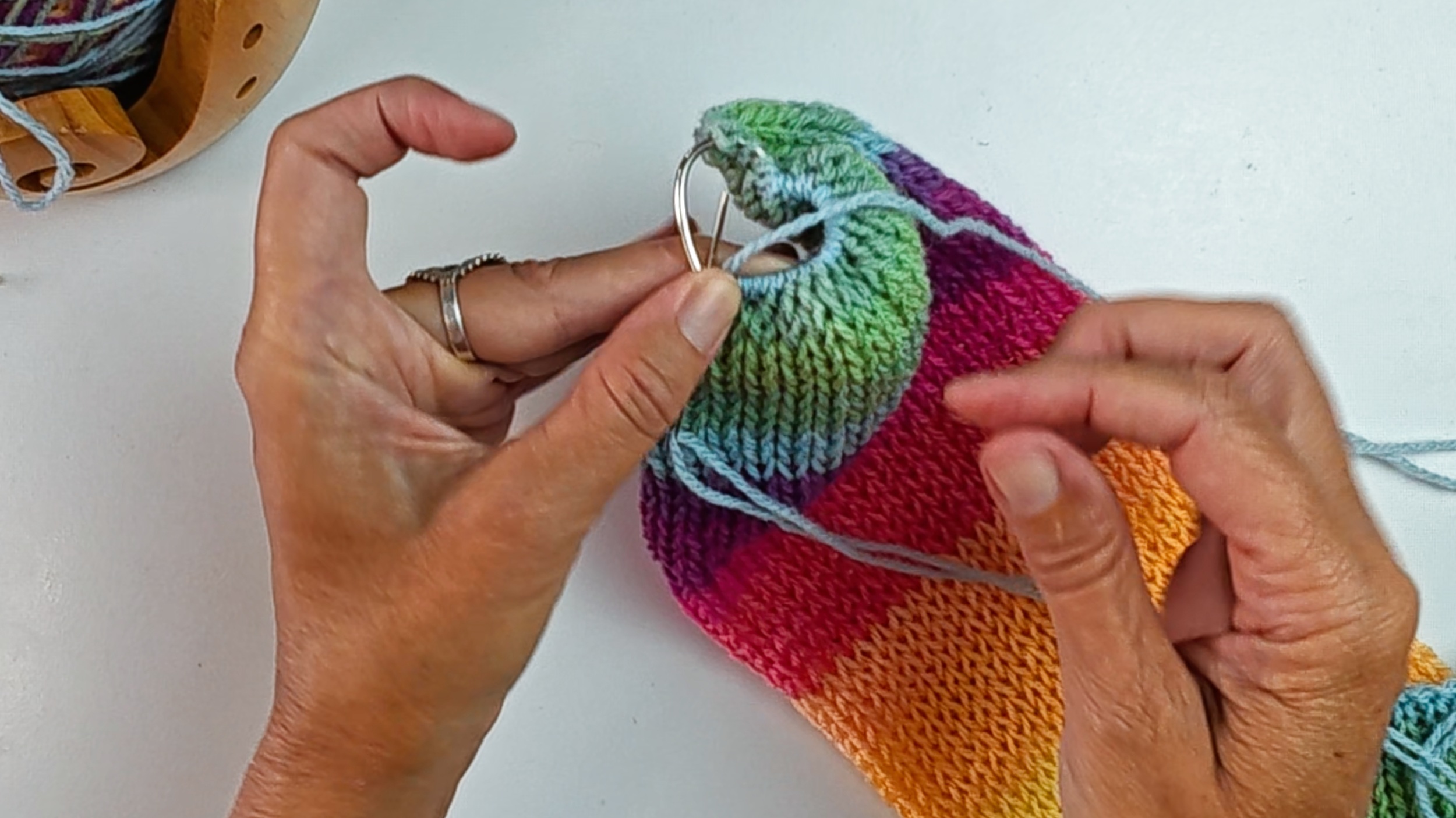 Heart Ear Warmer on a Sentro 40 Needles